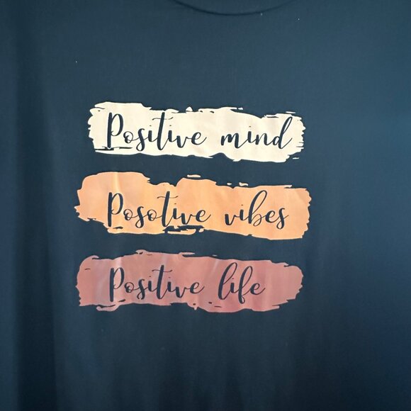 Shein Curve 3XL Black T-Shirt With "Positive Mind Positive Vibes Positive Life" - Picture 3 of 5